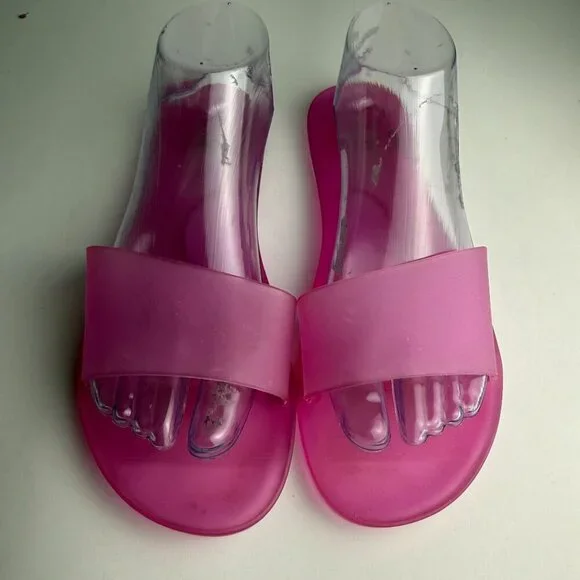 Anthropologie Matisse Jelly Slides Sandals Pink Size 9 Beach Pool Vacation - Picture 5 of 10